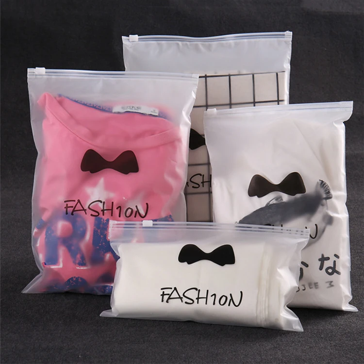 Resealable Matte Self Sealing Slider Custom Zipper Bag, Bikini Socks T shirt Clothing Packaging Sliding Frosted Zipper Bag