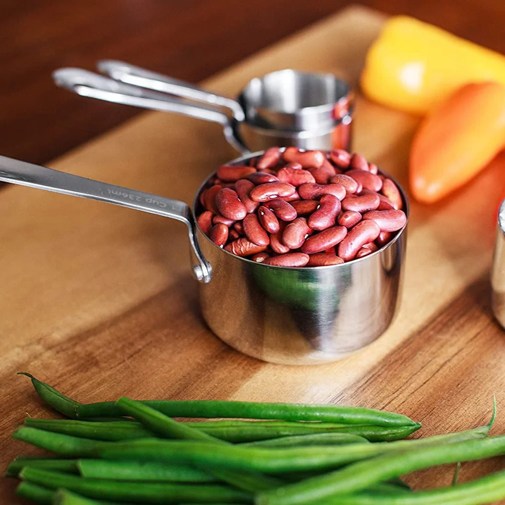 Unbreakable 4 Piece Riveted Handle Stainless Steel Measuring Cups