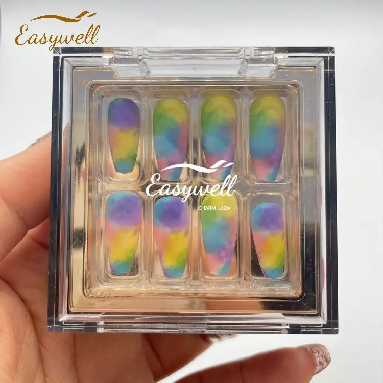 Ins hot selling Custom luxury press on nails hand painted false nails with glue artificial nails for women
