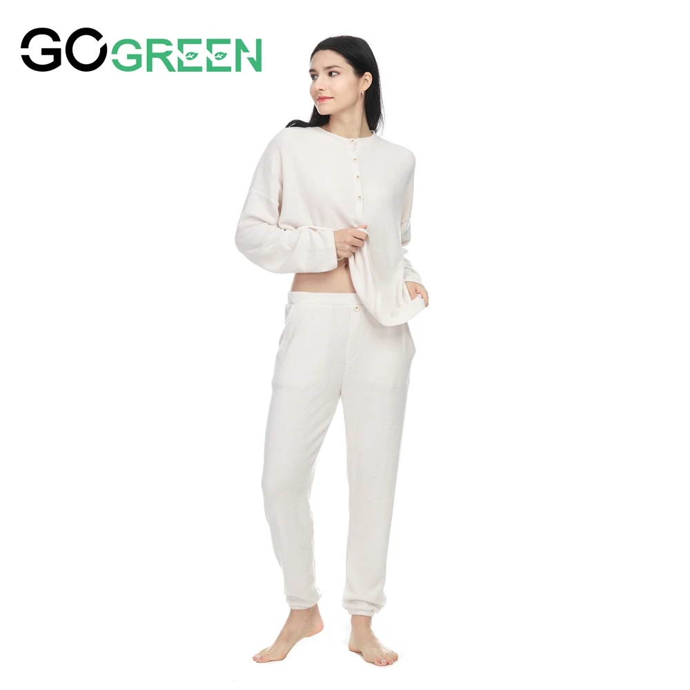 Soft And Comfortable Explosive Long-Sleeved Home Wear Fleece Pajamas Suit