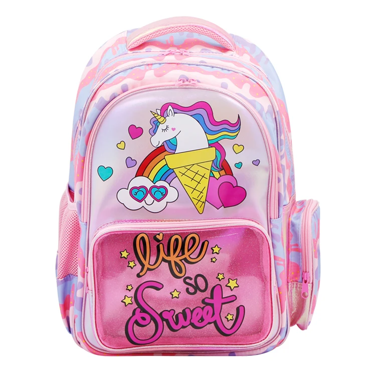 Wholesale Pink Back to School Backpack with Unicorn Pattern Large Storage Space School bag for students