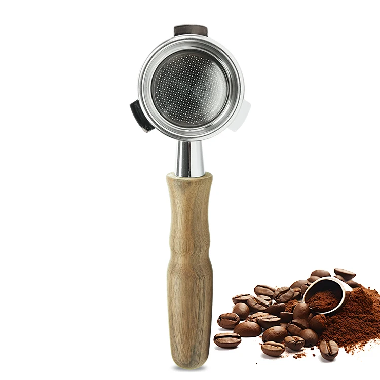 Detachable Stainless Steel Bottomless Filter Holder with Filter Basket & Wooden Handle