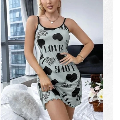 Comfortable Women s Sleepwear Set European and American Style Sexy Pajamas with Cute Print