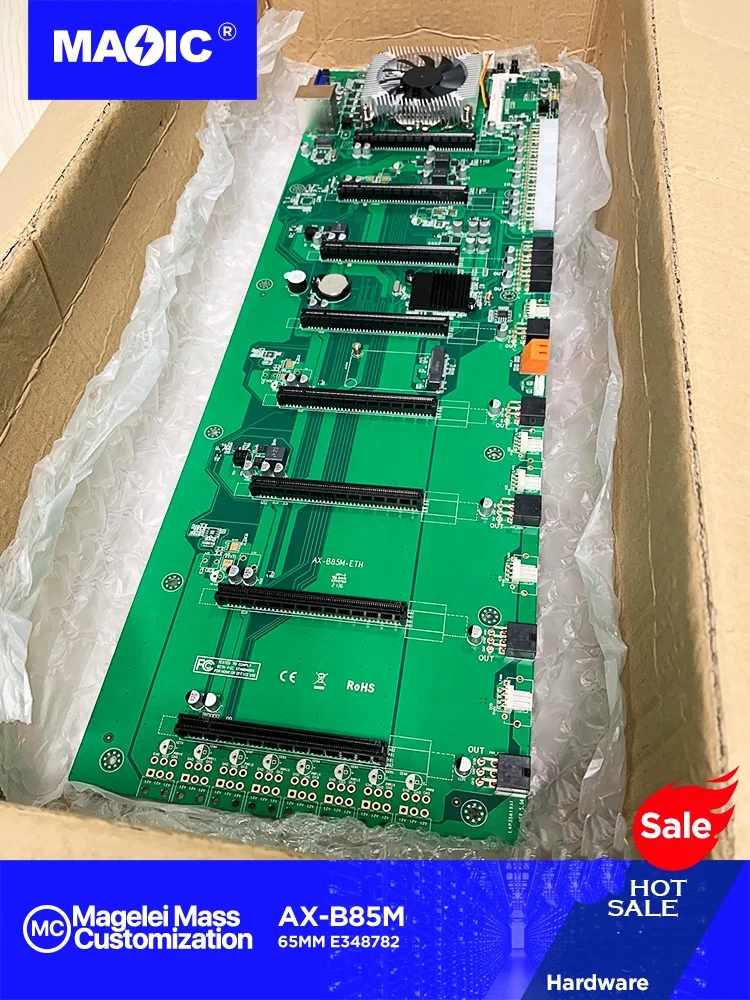 AX-B85M Support G1820 G1840 CPU Intel B85 chipset DDR3 SOMIMM 8*PCIe x8 slots 65MM space GPU Graphics Cards PC Motherboard