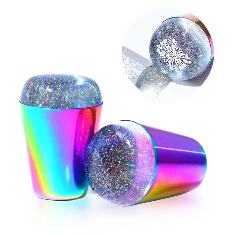 Маленькая кухонная техника, 1 шт., красочное украшение для ногтей, печать, штамп, прозрачный силиконовый шаблон с крышкой, «сделай сам», инструмент для маникюра