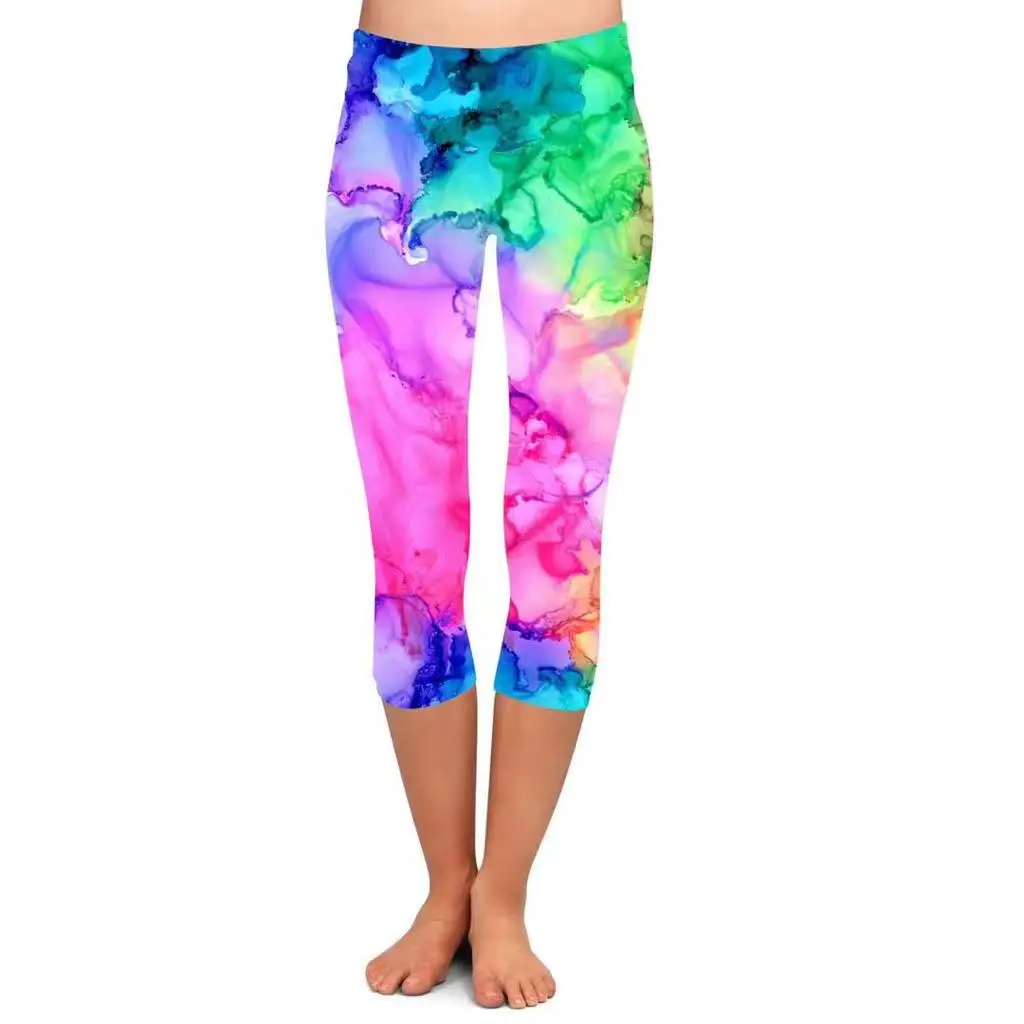 Summer Color Brushed Buttery Ultra Soft Capri Leggings for Women High Waisted Capri Pants with Pockets