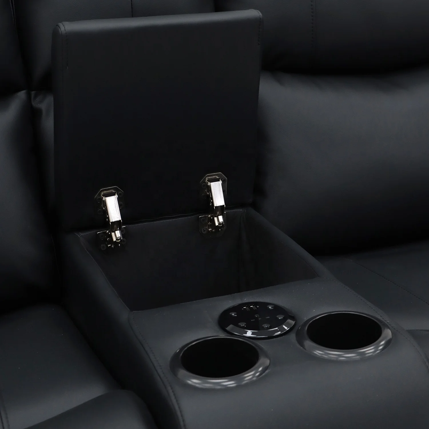 Geeksofa Leather Power Electric Motion Recliner Sofa Set 3 2 1 with Console and Bluetooth Speakers for Living Room Furniture