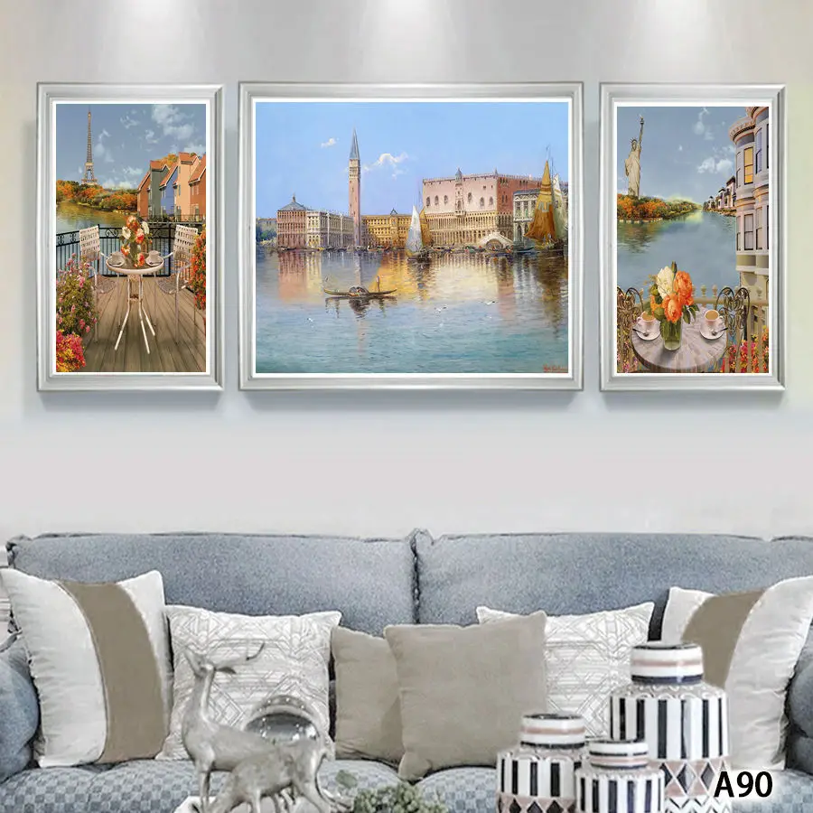 Hot Sell 3 Panel Modern Wall Canvas Deer Flamingo Peacock Animal Picture Wall Painting Artwork Home Decorative Modular Pictures