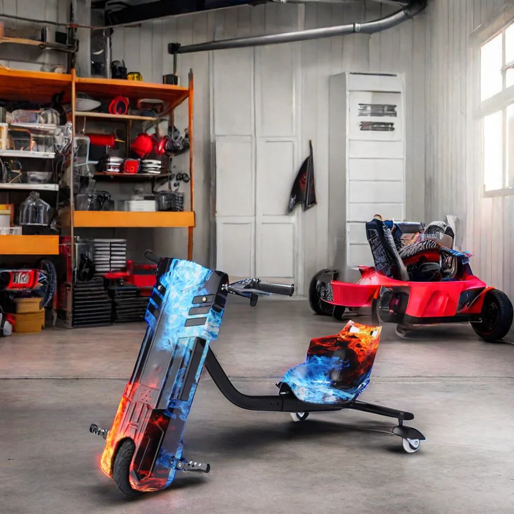 Unisex 3-Wheel 8 Inch Solid Tire 25km/h Drift Trike Bluetooth Electronic Crazy Cart with Applicable Features