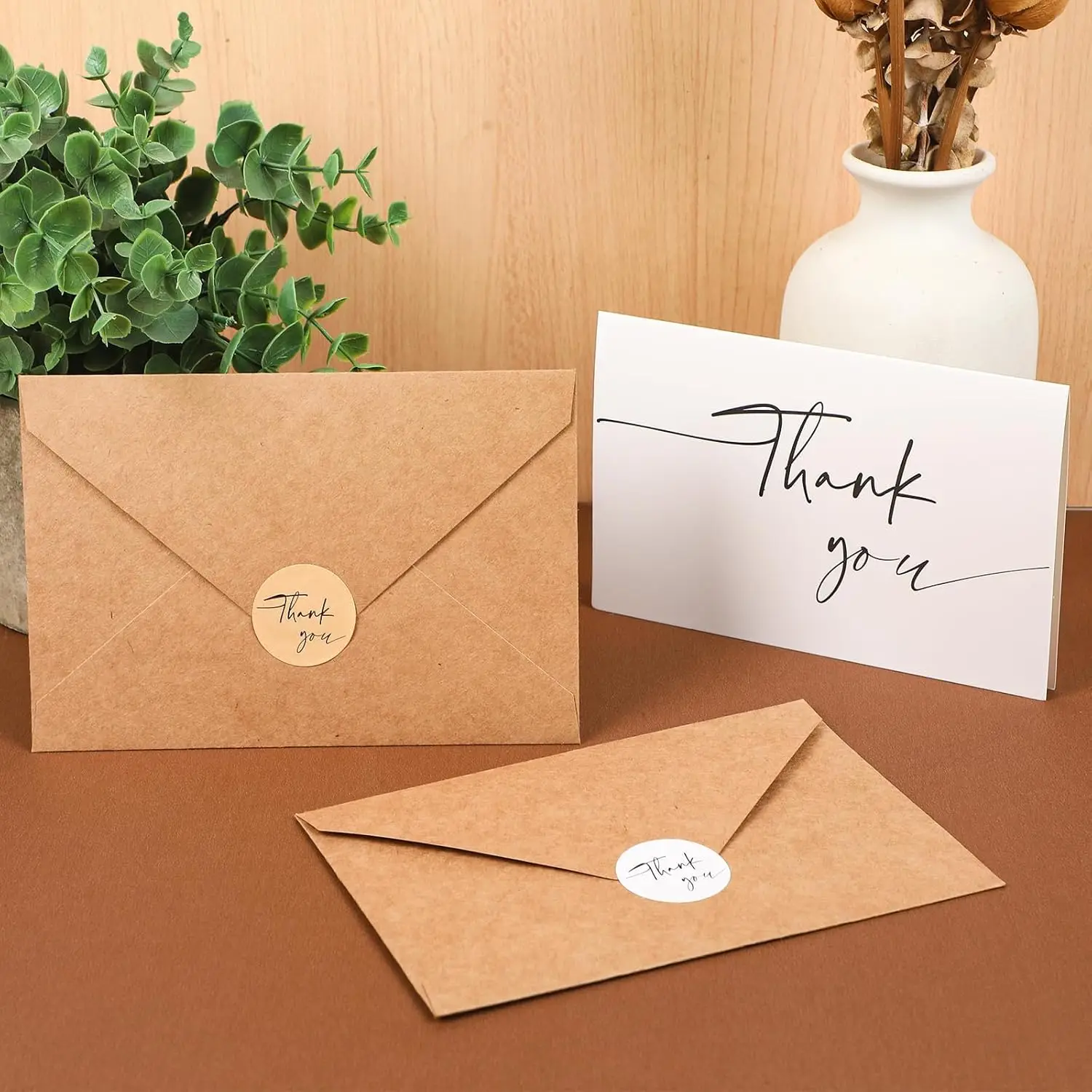 Hot sales Thank You Cards with Kraft Envelopes with Stickers  Minimalistic Design Bulk Gift Card Logo Print