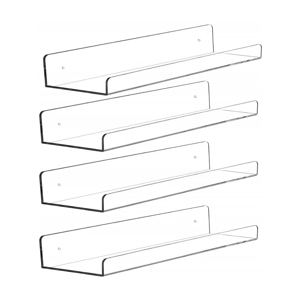15 Inch Acrylic Invisible Floating Bookshelf for Kids Room Modern Picture Ledge Display Toy Storage Wall Shelf