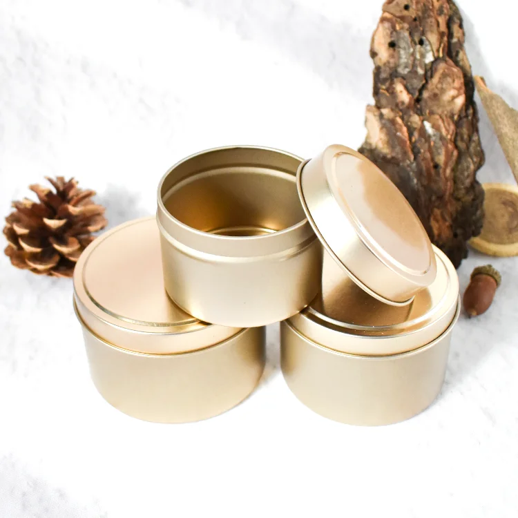 embossed cap black silver rose gold vintage 2oz 4oz travel metal candle tin tinplate with lid luxury