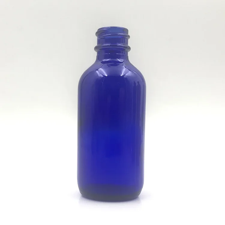 
4OZ empty amber transparent blue green black boston round glass bottle with black cap 