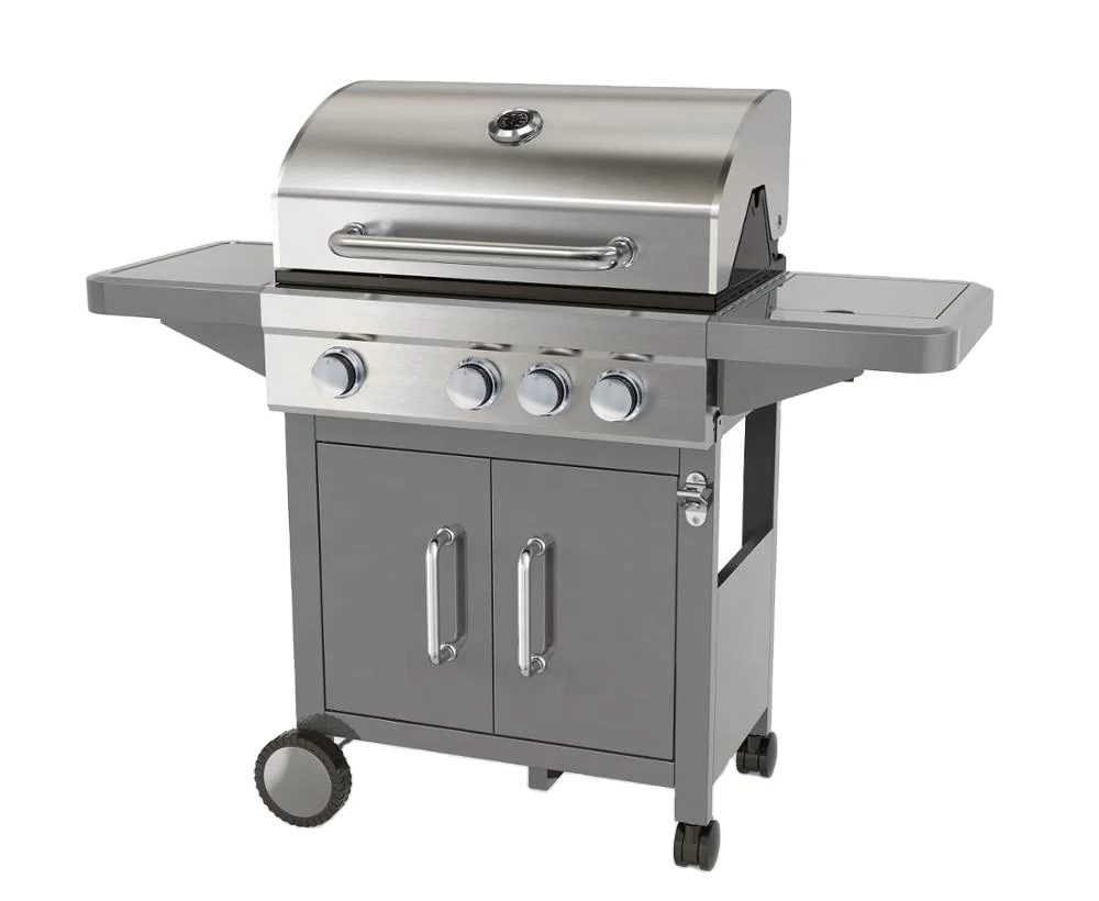 3 Burner BBQ Propane Gas Grill Stainless Steel 30,000 BTU Patio Garden Barbecue Grill with Two Foldable Shelves Gas Griddle