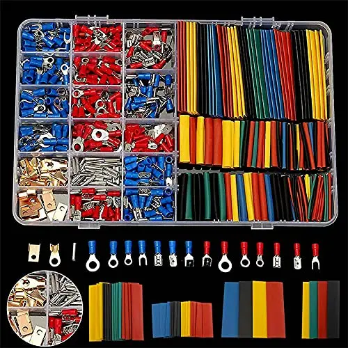 678Pcs Insulated Spade Butt Splice Crimp Terminal 2:1 Electrical Cable Heat Shrink Tubing Sleeve Kit
