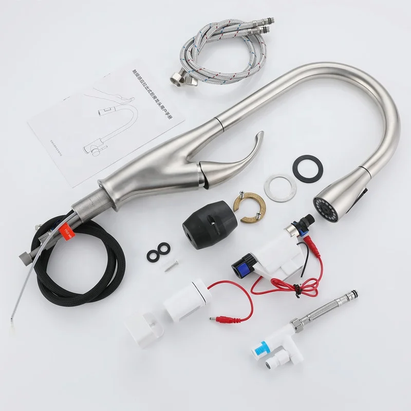 Sanitary Ware 3 Way Water Filter Faucet Spray Pull Down Kitchen Mixer Taps Pull Out Smart Touch Sensor Kitchen Sink Faucets