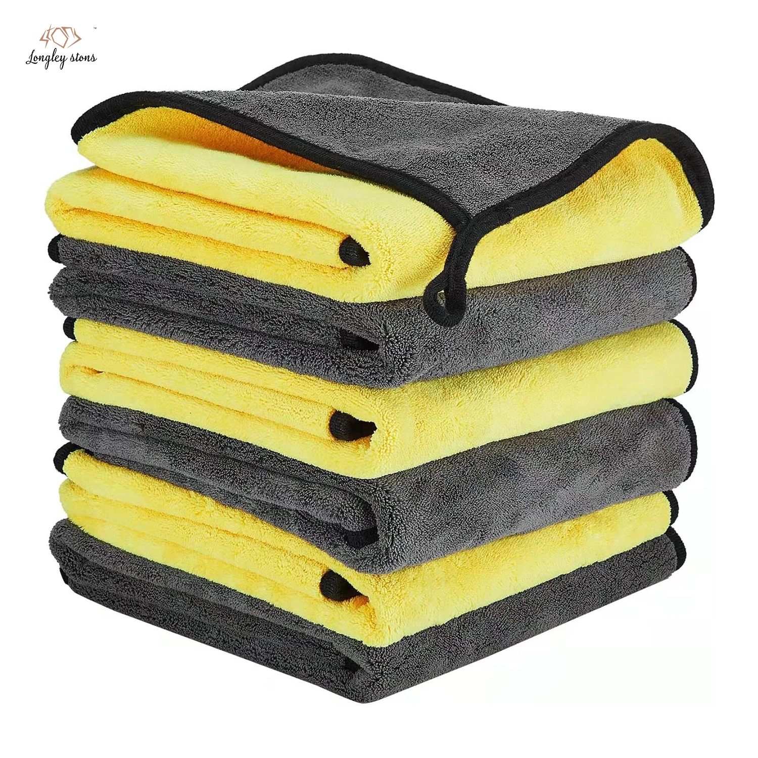Customized high quality cheap price premium cleaning wash cloth double layer soft super absorbent microfiber car towel