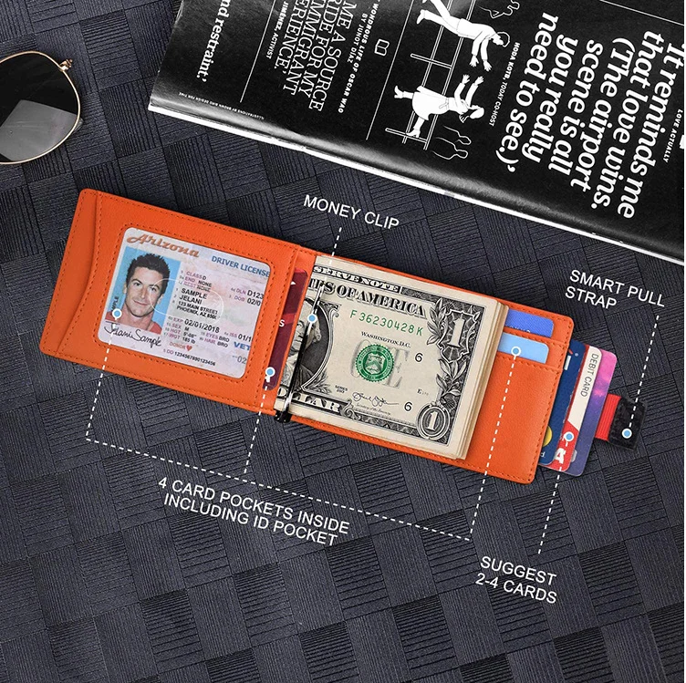 Mens Slim Wallet with Money Clip RFID Blocking Bifold Credit Card Holder Gift Box Minimalist Business
