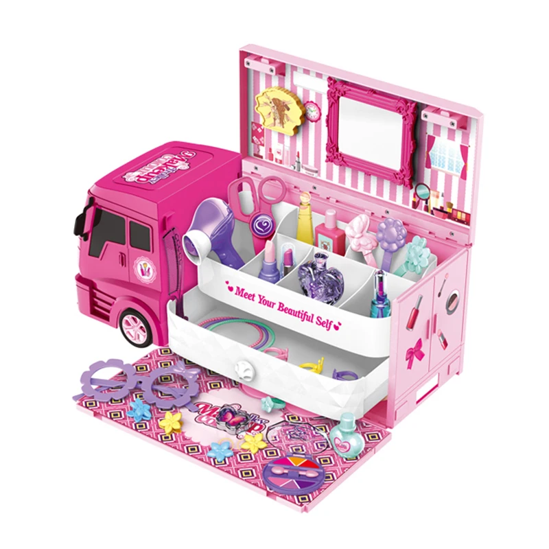 New Arrival Plastic Toy Children Luxury Makeup Cosmetic Toy Pretend Makeup Toy Trolley