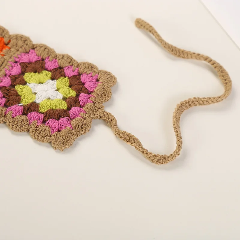 Hot Sale Wide Stretch Handmade Hair Elastic Band Color Knitted Headband Crochet Hair Bands For Women Flower Hair Accessories