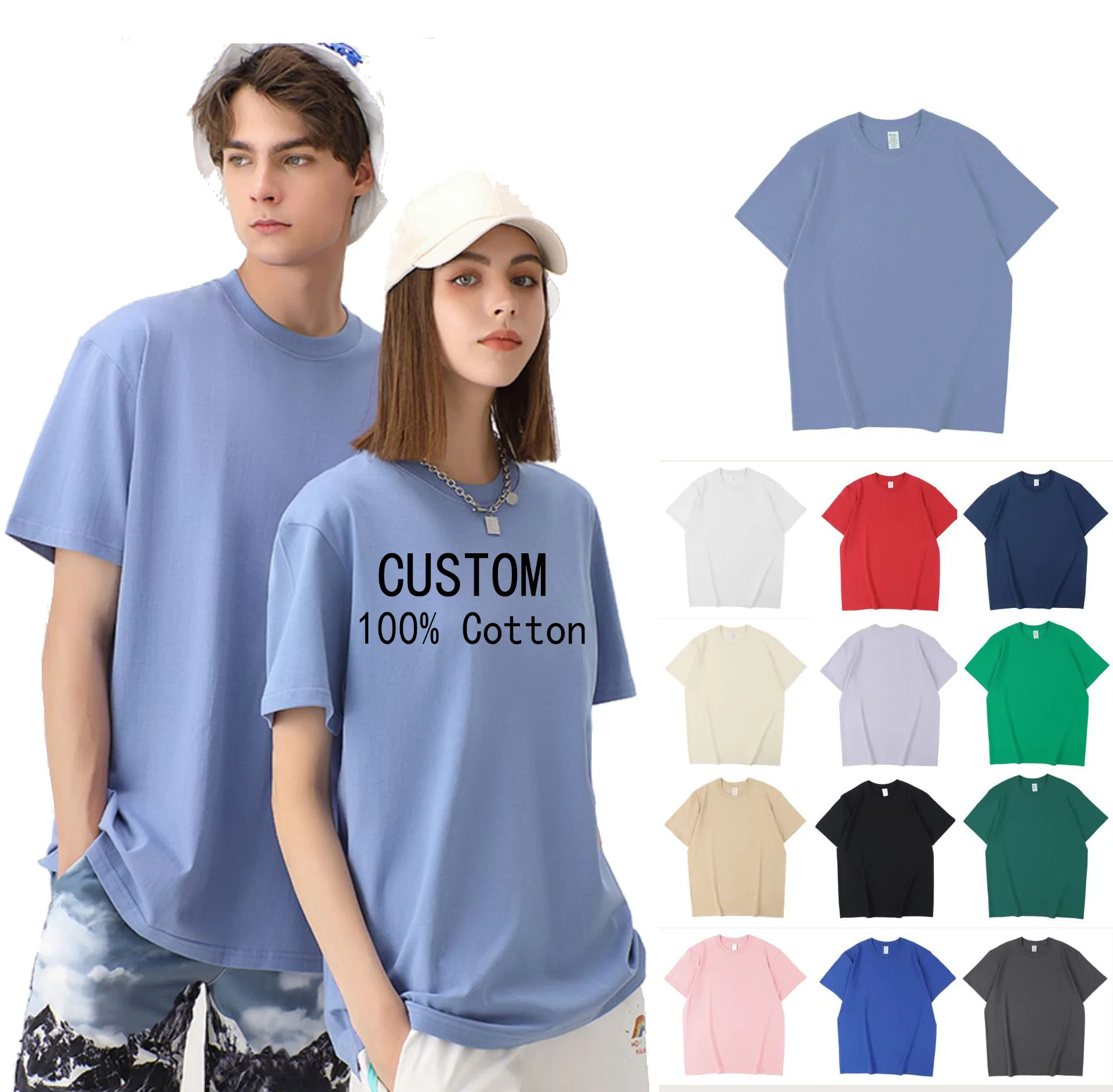 Wholesale Unisex Blank 100% Cotton T-shirts Custom Logo Printed Plain T Shirt For Men Summer