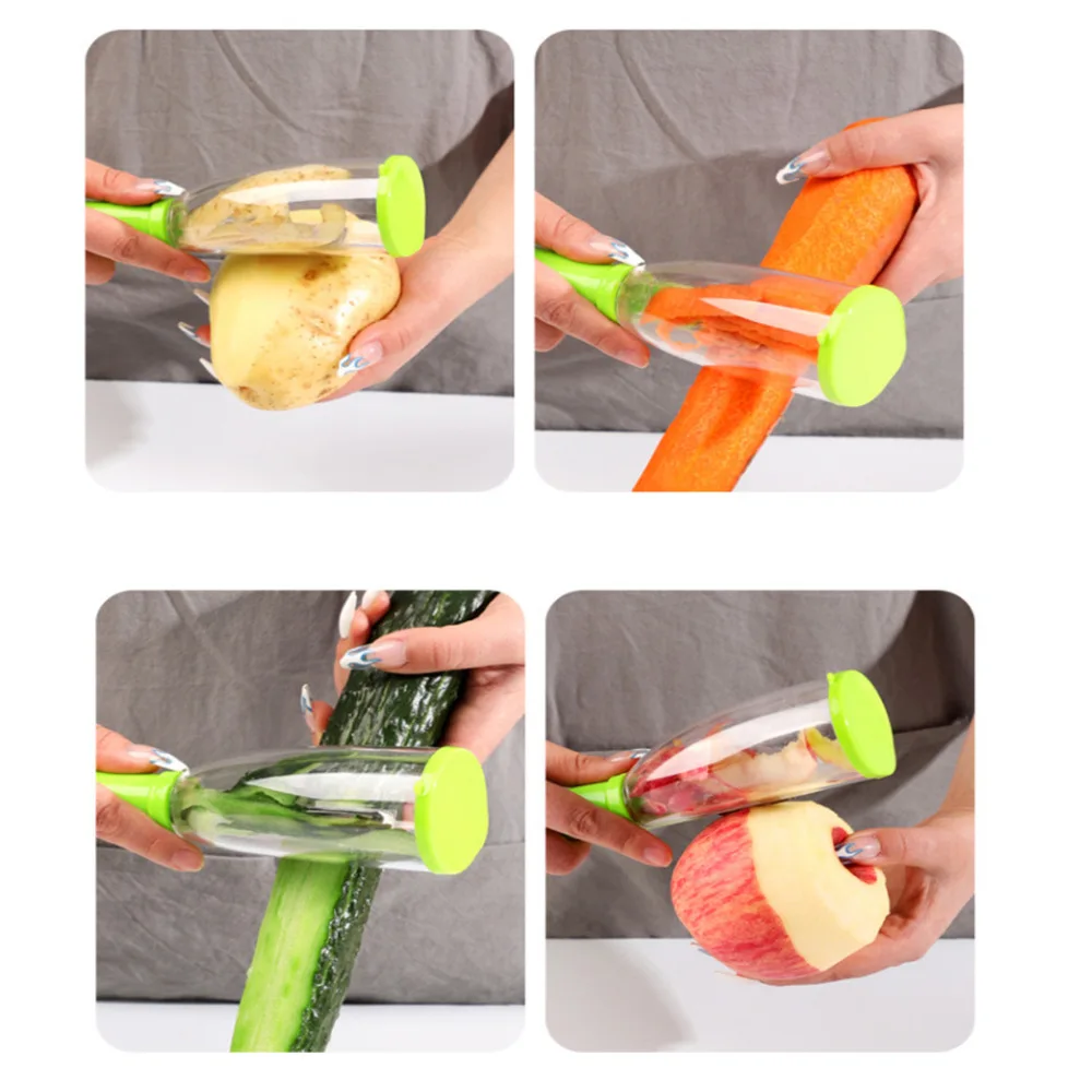 Multi-function Vegetable Fruit Peeler with Rubbish Box Kitchen Accessories kitchen gadgets Creative Storage Paring Knife