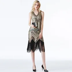 XXXL Size 1920S Vintage Sequin Charleston Dress Great Gatsby Sexy Women Evening Party Shining Bling Tassel Dress