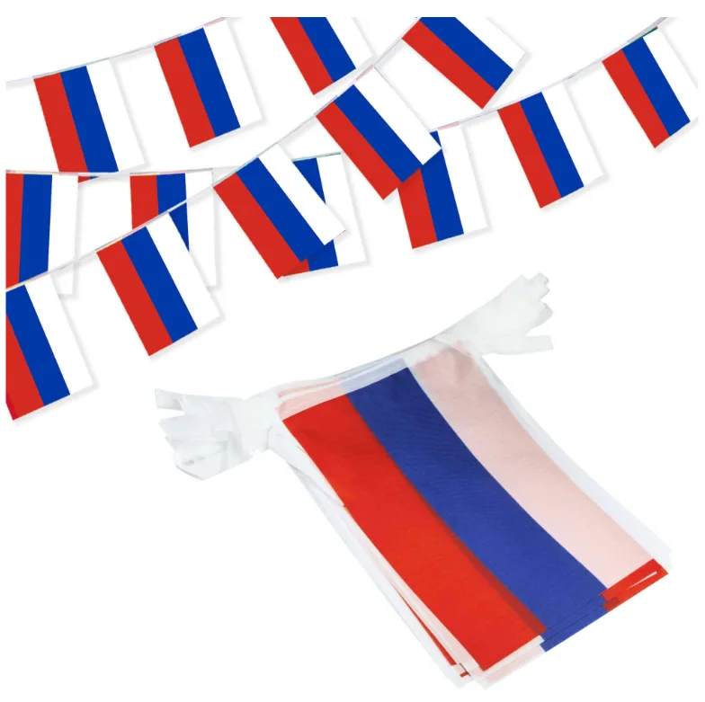 Wholesale Polyester Fabric Custom Celebration Festival Decoration String Flag Pennants Triangle Full Color Bunting Banner