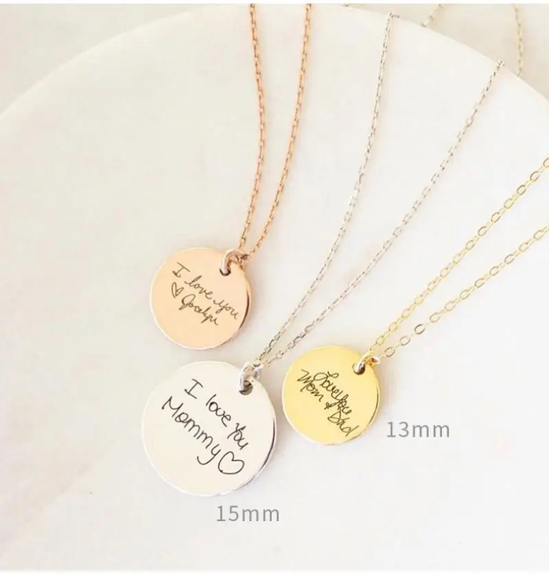 New Trend Gold Plated Round Custom Name Pendant Necklace 18k Gold Plated Stainless Steel