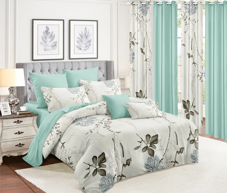 Fashionable Patterns Bedding Sets With Window Curtains Living Room 4 Piece Bedding Bedspread Set And Sheet Bedding