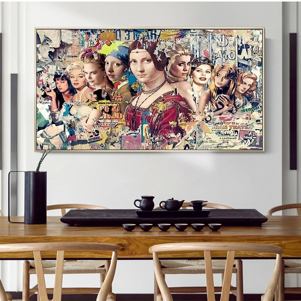 Famous Women Collection Mona Lisa and Marilyn Monroe Posters and Prints Canvas Paintings Wall Art Pictures for Living Room Decor