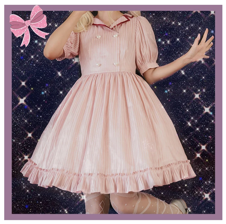 
Sweet Afternoon Tea One piece Lolita Dress Short Sleeve Fashionable and Quantity Simple Custom Summer Dress  (1600310875251)