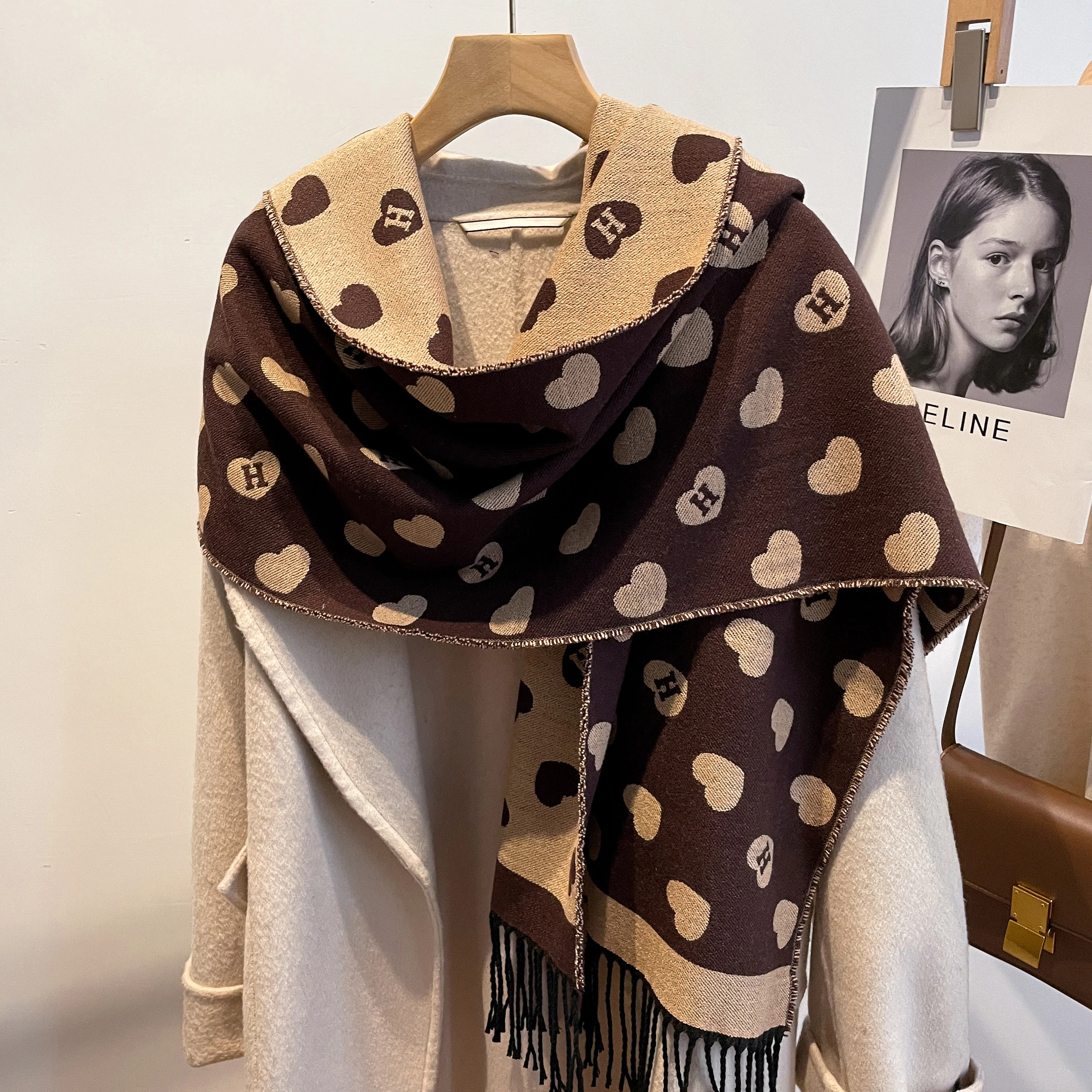 Wholesale New Luxury Designer Fashion Long Pashmina Cashmere Winter Warm Blanket Shawl Scarf For Women