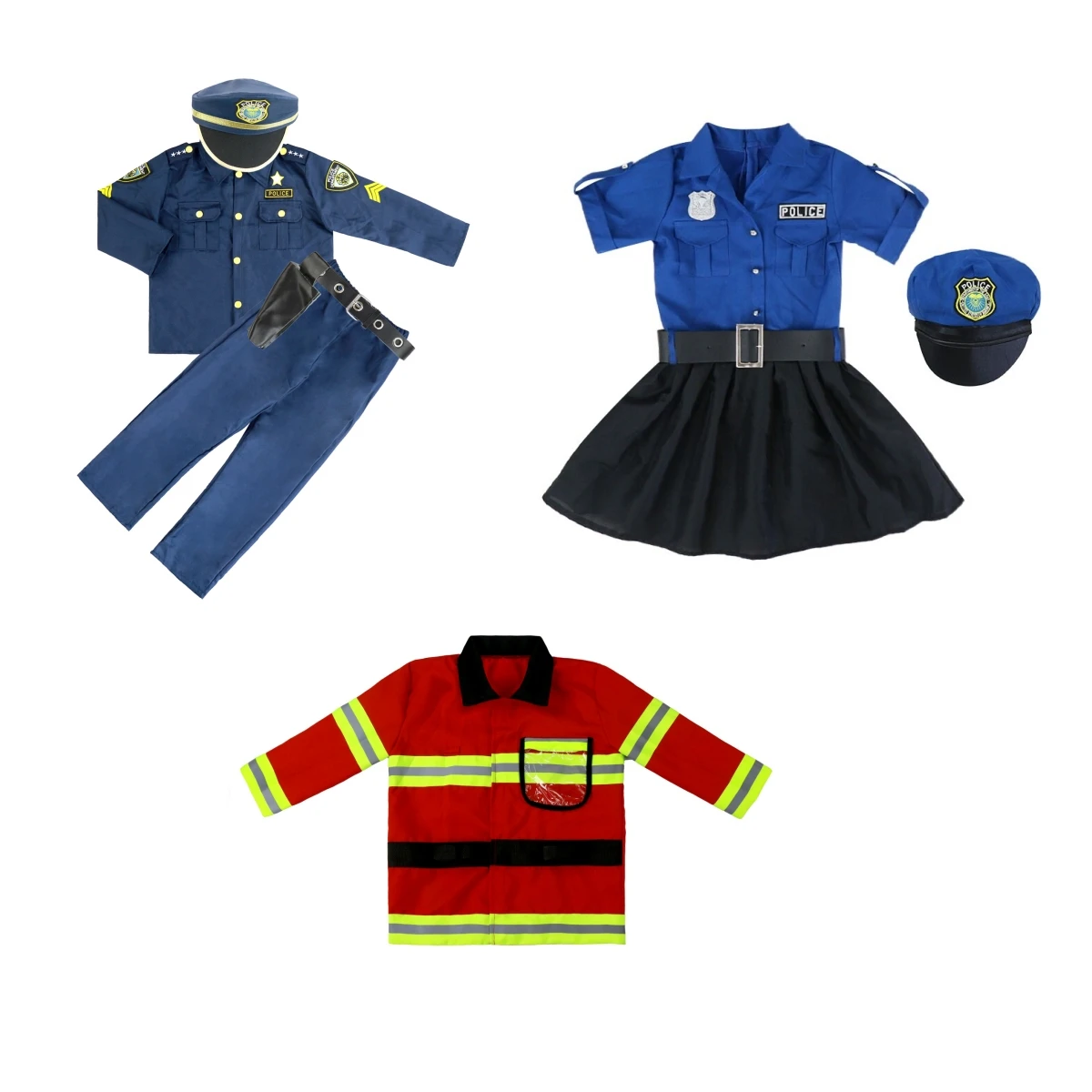 Children Police Cosplay Costume Halloween Carnival Party Role Play Clothing For Boys And Girls Police Costume Skirt