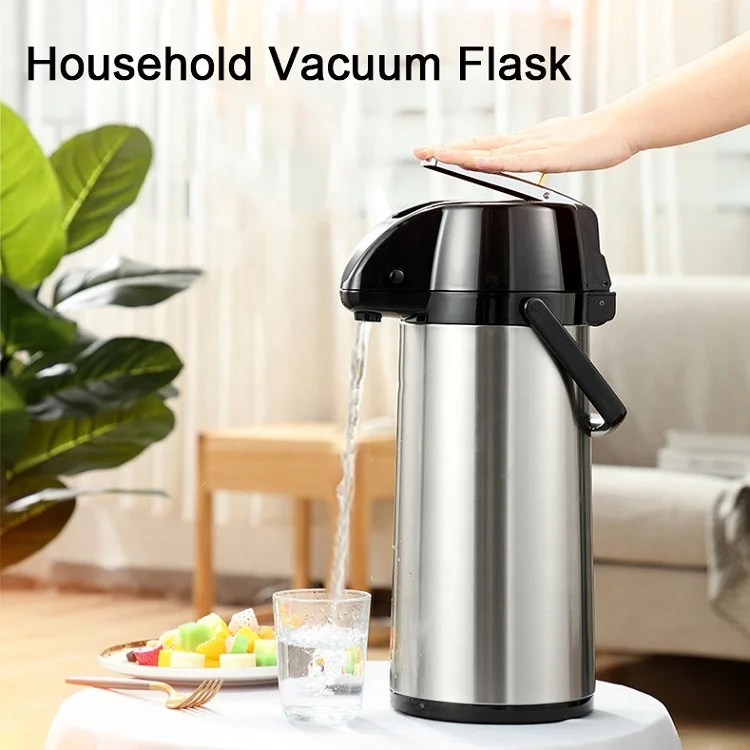 Wholesale Metal Heat Preservation Stainless Steel Bucket Heat Insulation Bubble Tea Water Vacuum Flask Pump Thermos