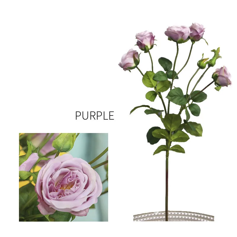 Hot selling Simulate 7 Dora Roses  Artificial Flowers For Home Decoration