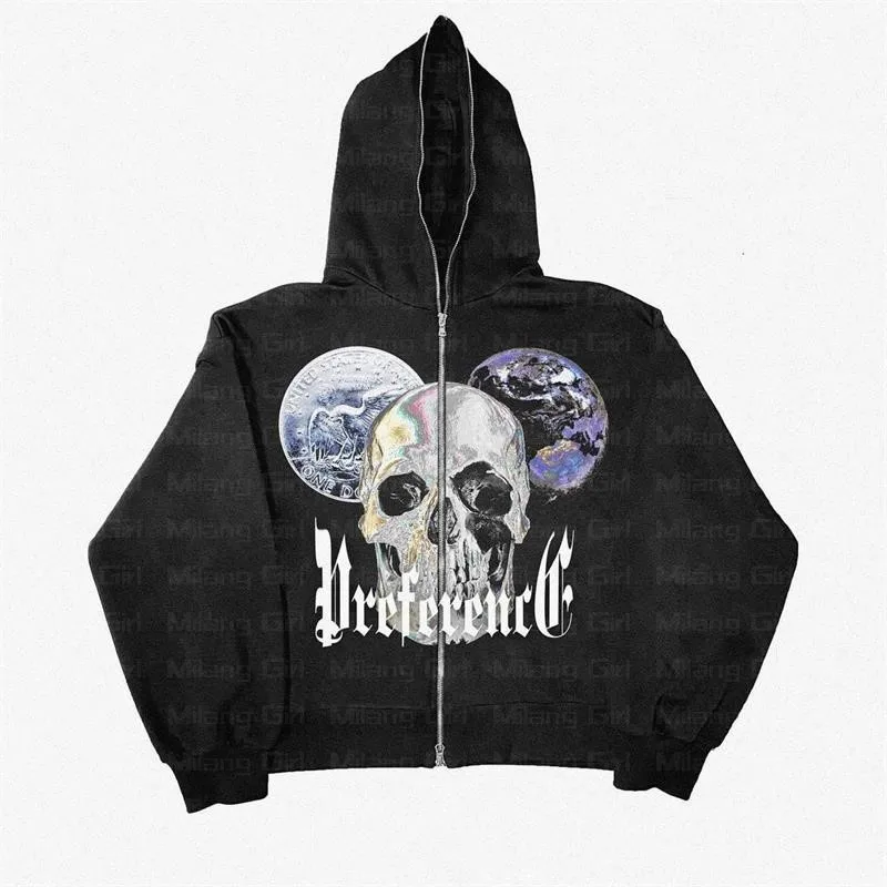 Wholesale high quality customize full zip up unisex rhinestone men skeleton hoodie