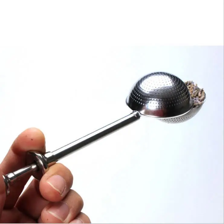 Gold Tea Ball Stainless Steel Loose Leaf Tea Infuser with Push Handle