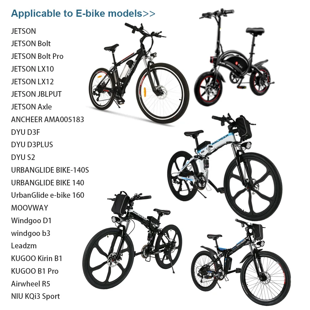 Dyu Electric Bike Battery Pack [EU Stock]ha103 36v10.4ah Lithium Battery 18650 Li Ion Cell 36 Volts 205*75*90MM 800 Times Black