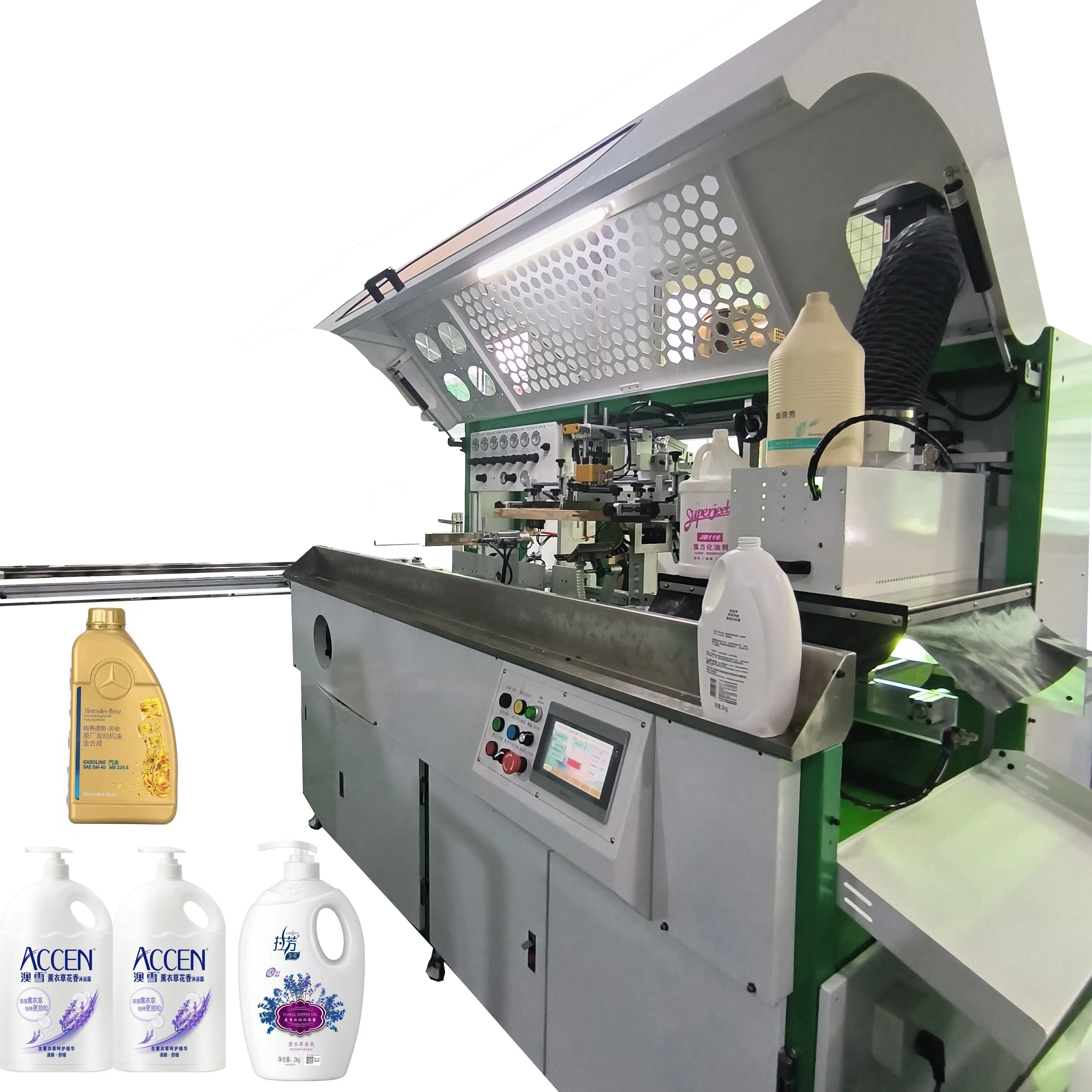 pneumatic cylindrical bottle screen printing machine Automatic loading flame surface treatment mug uv printing machine