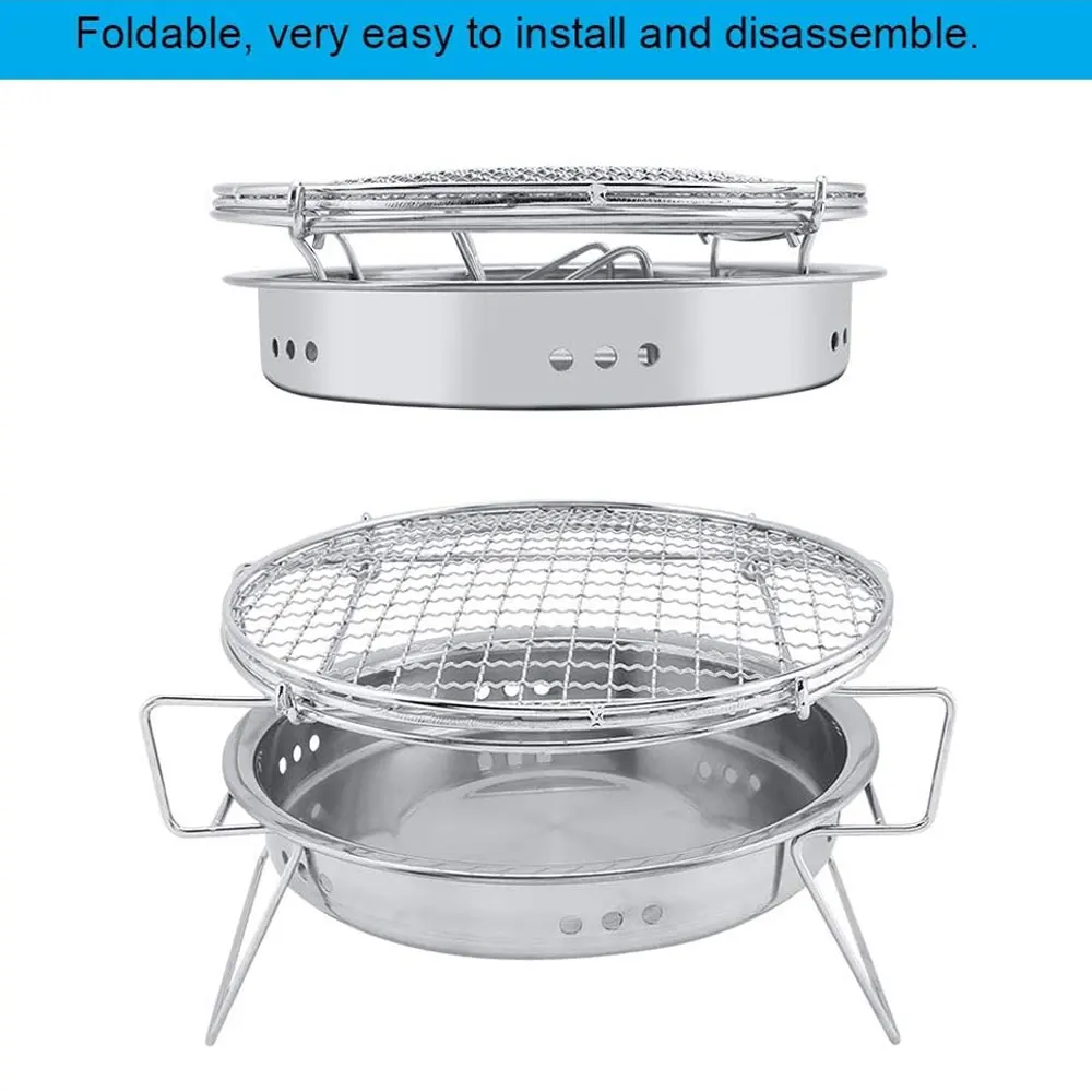 Stainless Steel BBQ Grills Folding Shelf Charcoal Grill Portable Outdoor Picnic DIY Meats Shrimp Barbecue Grill BBQ Tools