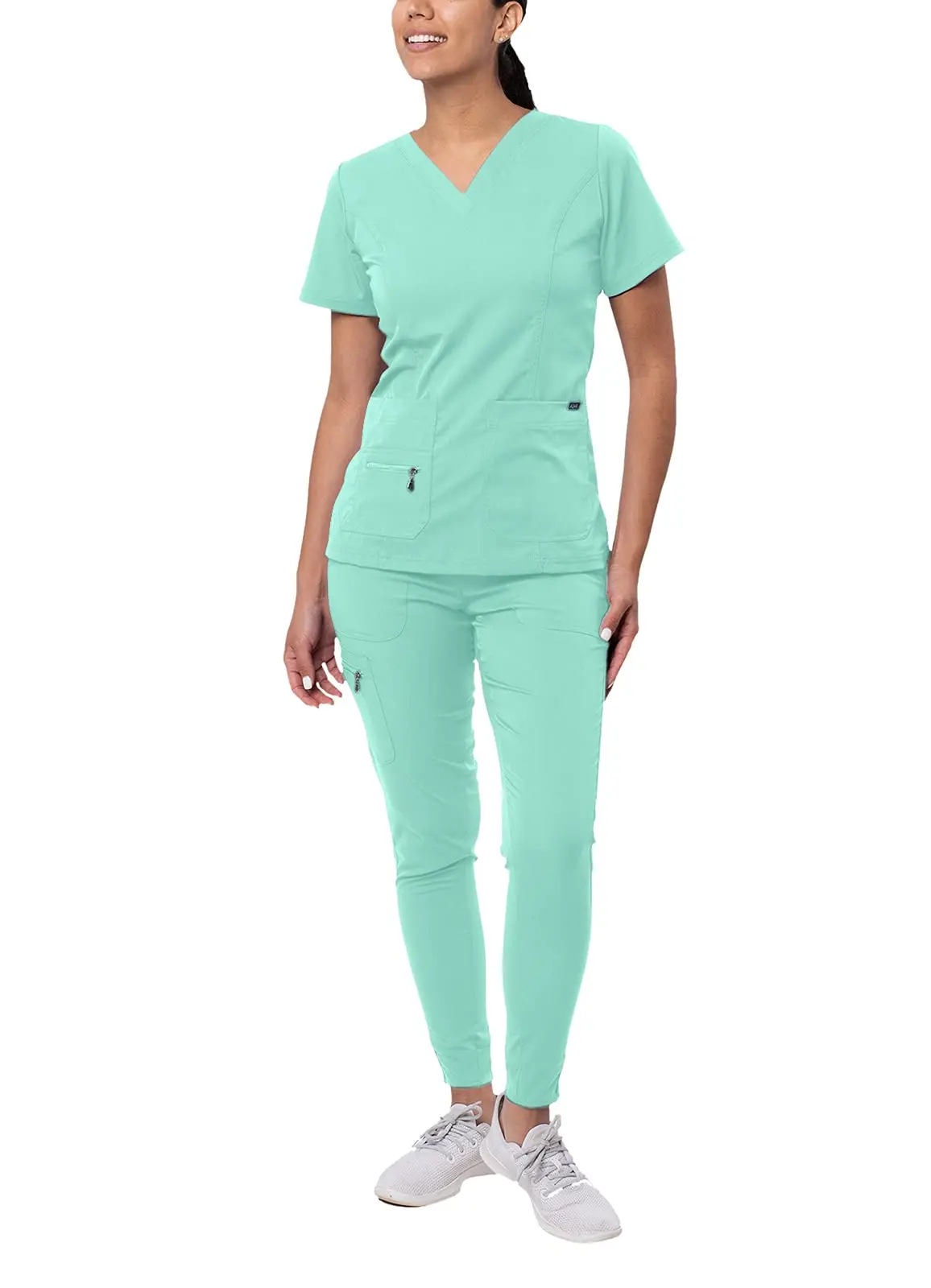 Wholesale V-neck Customized Fashionable Polyester Women Medical Nurse Scrubs Uniforms Sets Hospital Easter Scrubs Suits