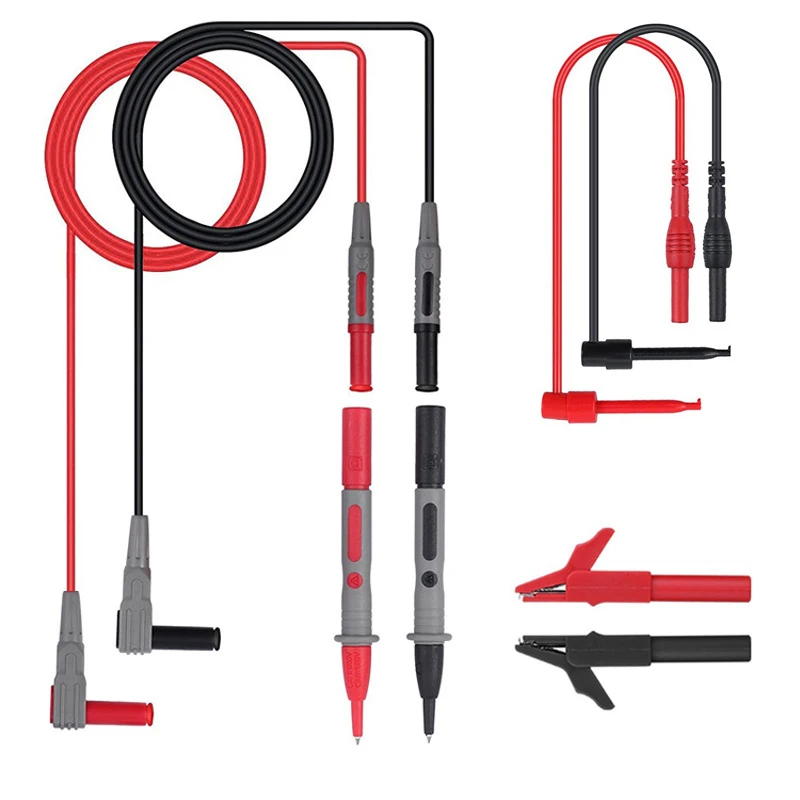 Стандартные тестовые выводы с банановым штекером 4 мм, тестовые щупы, ручки, зажимы типа «крокодил», крючок, тестовые выводы, набор для измерения