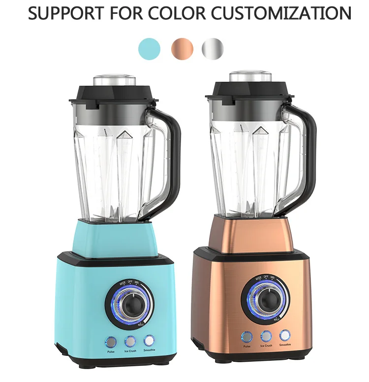 Commercial blender with electric vacuun pressing cover heavy duty powerful 2200W variable speeds ice crush 6  blades