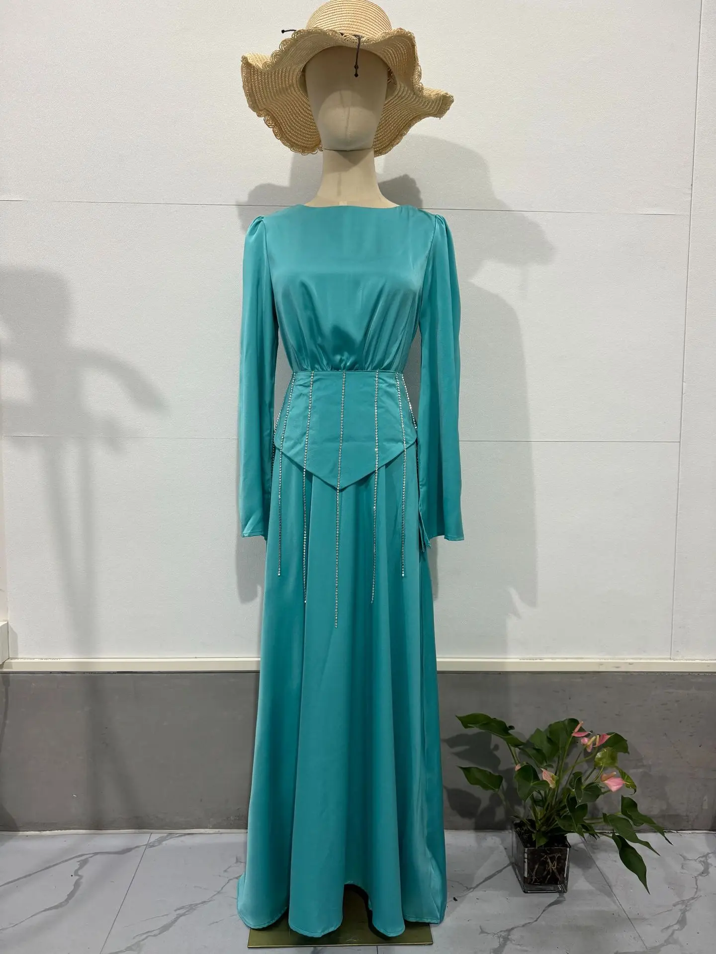 Summer Satin Abaya Hijab Muslim Wrap Dress Eid Mubarak Abayas for Women Dubai African Dresses Turkey Islam Modest Kaftan Robe
