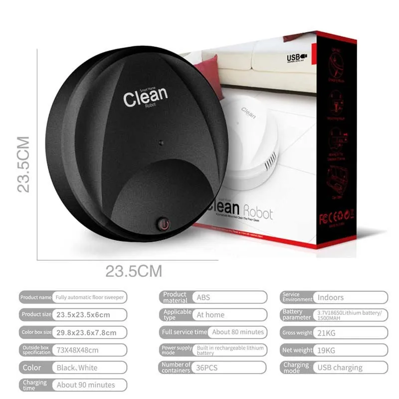 3 in 1 Smart Home USB Rechargeable Low Price Robot Cleaner