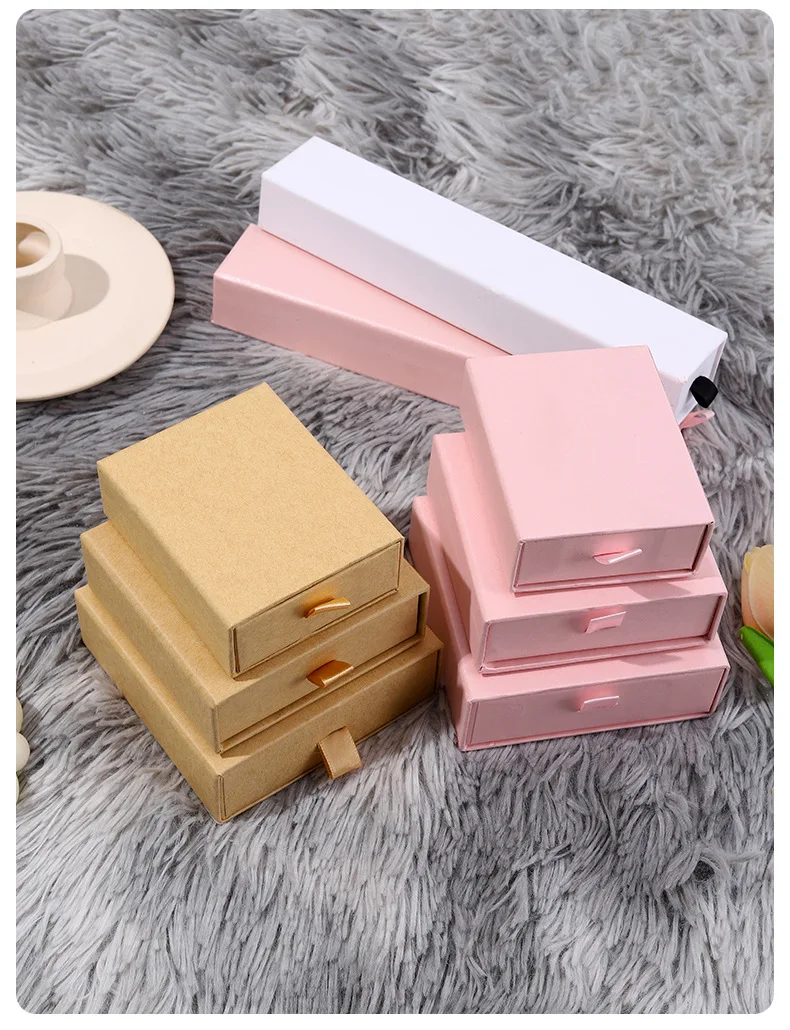 Custom Luxury Rigid Cardboard Paper Box with Logo Drawer Pendant Necklace Jewelry Packaging Boxes