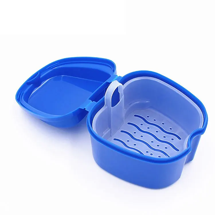 Portable Mouth Guard Case Dental Orthodontic Retainer Box Case Plastic Denture Tray Box Teeth Container Denture Box Colorful