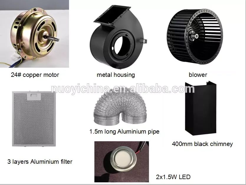 Wall Mounted European Style 90cm Kitchen Island Chimney Hood.