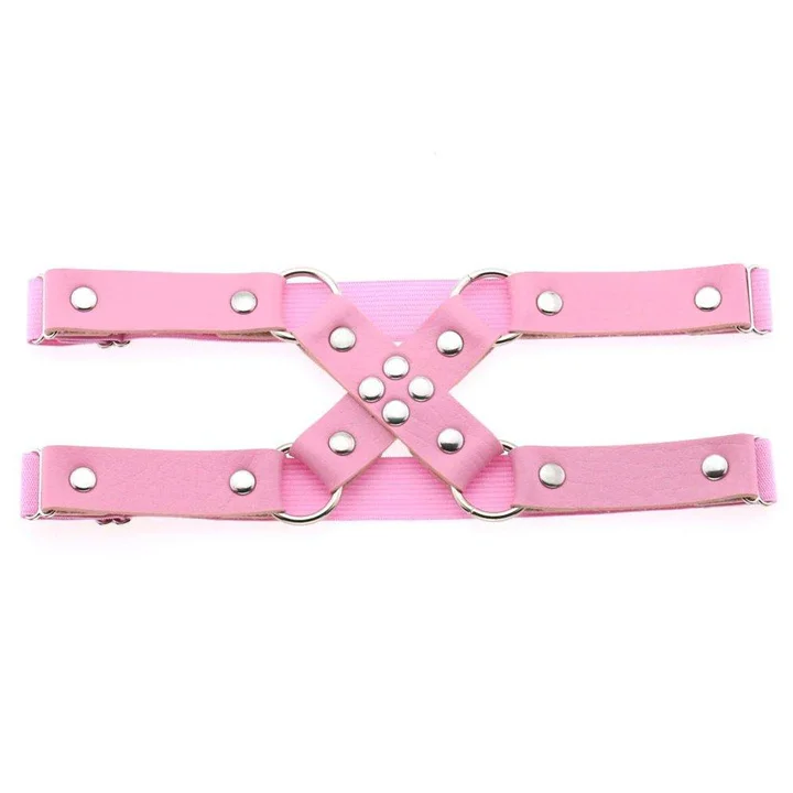 New Fashion Harajuku Punk Cross PU Leather Thigh Ring Women Sexy Gothic Rivet Elastic Double Row Garter